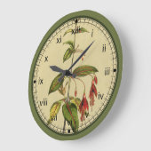 Grande Horloge Ronde Curtis Botanical Red Flower Wall Clock dans 3 styl (Angle)