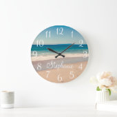 Grande Horloge Ronde Custom Beach Photo and Text (Maison)