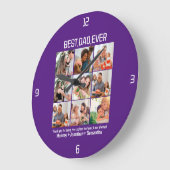 Grande Horloge Ronde Custom Best Papa Ever Fête des pères 9 Photo Colla (Angle)