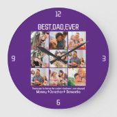 Grande Horloge Ronde Custom Best Papa Ever Fête des pères 9 Photo Colla (Recto)