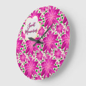 Grande Horloge Ronde Custom Hot Pink Floral Seamless Pattern  (Angle)