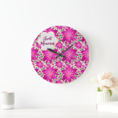 Grande Horloge Ronde Custom Hot Pink Floral Seamless Pattern  (Maison)