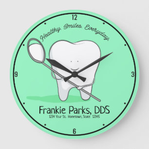Grande Horloge Ronde CUSTOM NAME Bureau Tooth Healthy Smile
