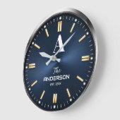 Grande Horloge Ronde  Custom name Luxury Blue Elegant Gold and Silver  (Angle)