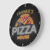 Grande Horloge Ronde Custom Neon Italian Pizzeria Pizza House (Angle)