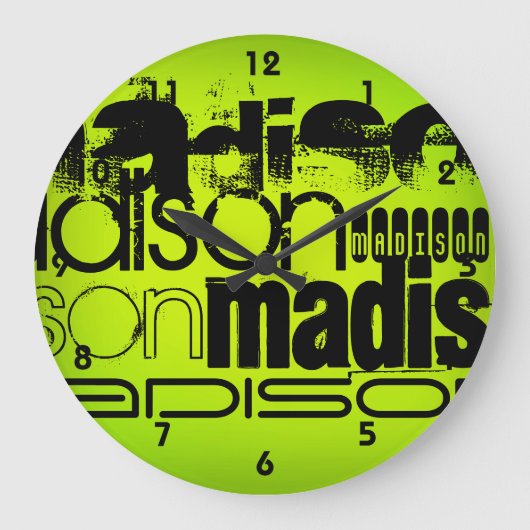 Grande Horloge Ronde Custom Nom; Black & Neon Chartreuse Yellow Green (Recto)