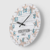 Grande Horloge Ronde Custom Starfish Faux Driftwood (Angle)