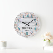 Grande Horloge Ronde Custom Starfish Faux Driftwood (Maison)