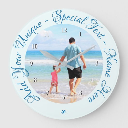 Grande Horloge Ronde Custom Text and Photo - Best DAD - Your Own Desing (Recto)