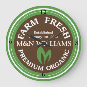 Grande Horloge Ronde Customisez votre logo organique nommé de ferme