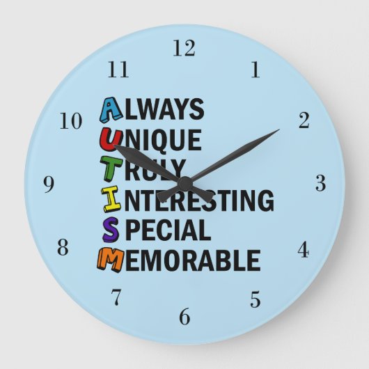 Grande Horloge Ronde Cute Autism Pride Acrostique (Recto)