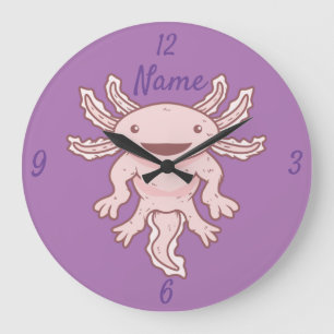 Grande Horloge Ronde Cute Axolotl rose Thunder_Cove