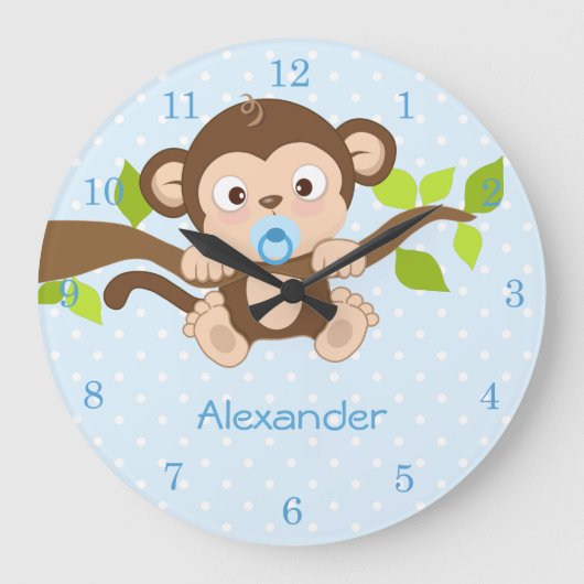 Grande Horloge Ronde Cute Baby Boy Monkey (Recto)