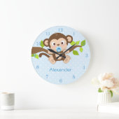 Grande Horloge Ronde Cute Baby Boy Monkey (Maison)