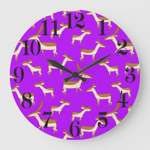 Grande Horloge Ronde Cute Baby Deer and Family
