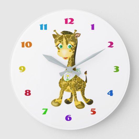 Grande Horloge Ronde Cute Baby Giraffe Clock (Recto)