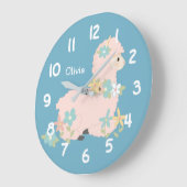 Grande Horloge Ronde Cute Baby Llama (Angle)