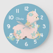 Grande Horloge Ronde Cute Baby Llama (Recto)