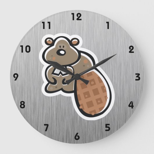 Grande Horloge Ronde Cute Beaver; Metal-look (Recto)