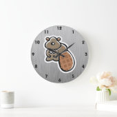 Grande Horloge Ronde Cute Beaver; Metal-look (Maison)