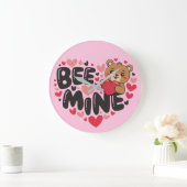 Grande Horloge Ronde Cute Bee Mine Teddy Bear Valentine's Day (Maison)