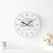Grande Horloge Ronde Cute Boho Rainbow Girl (Maison)