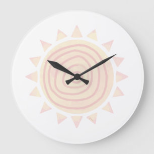 Grande Horloge Ronde Cute boho Sun clock for Nursery and Kids Room