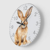 Grande Horloge Ronde Cute Brown Hare (Angle)
