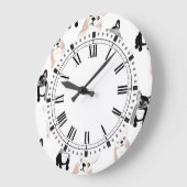 Grande Horloge Ronde Cute Bulldog Pattern (Angle)