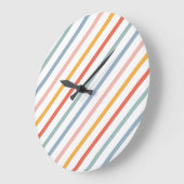 Grande Horloge Ronde Cute Candy Striped Diagonal (Angle)