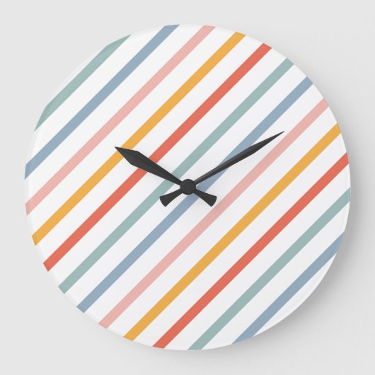 Grande Horloge Ronde Cute Candy Striped Diagonal (Recto)
