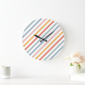 Grande Horloge Ronde Cute Candy Striped Diagonal (Maison)