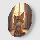 Grande Horloge Ronde Cute cartoon cat (Angle)