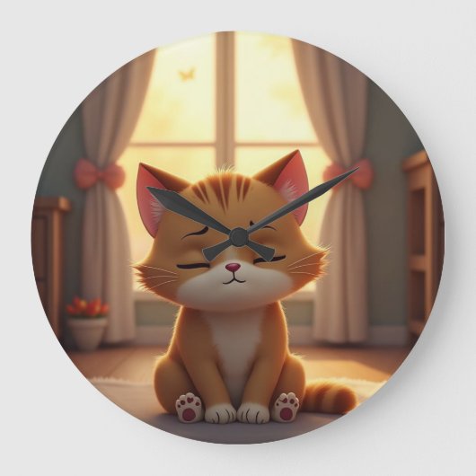 Grande Horloge Ronde Cute cartoon cat (Recto)