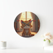 Grande Horloge Ronde Cute cartoon cat (Maison)