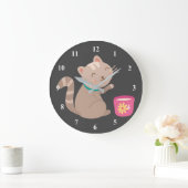 Grande Horloge Ronde Cute cat (Maison)