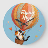 Cute Chat Hot Air Balloon Whimsical Art