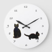 Grande Horloge Ronde Cute chat Kitty Noir (Recto)
