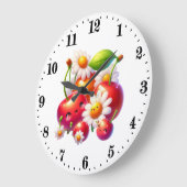 Grande Horloge Ronde Cute cherry amoureux cuisine (Angle)