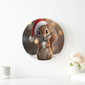 Grande Horloge Ronde Cute Christmas Squirrel Wall Clock (Maison)