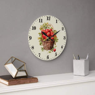 Grande Horloge Ronde Cute corbeille pommes cuisine