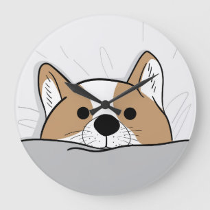 Grande Horloge Ronde Cute Corgi