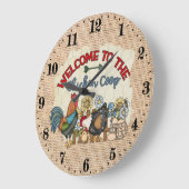 Grande Horloge Ronde Cute Country poulet coop mot art (Angle)