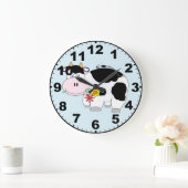 Grande Horloge Ronde Cute Cow Clock et Numbers (Maison)