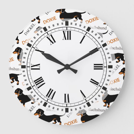 Grande Horloge Ronde Cute Dachshund ou Motif Doxie (Recto)