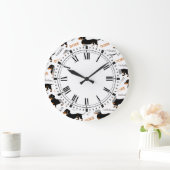Grande Horloge Ronde Cute Dachshund ou Motif Doxie (Maison)