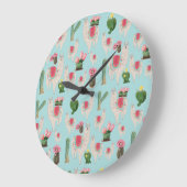 Grande Horloge Ronde Cute Fiesta Llama & Cactus Motif (Angle)