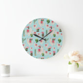 Grande Horloge Ronde Cute Fiesta Llama & Cactus Motif (Maison)