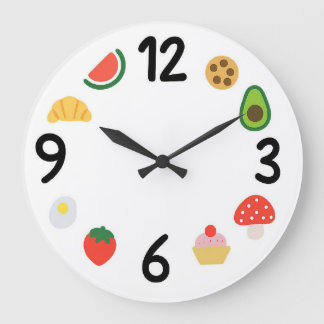 Grande Horloge Ronde Cute Food Clock Face – Kawaii Numbers