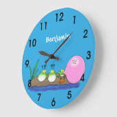 Grande Horloge Ronde Cute funny frogs bubblegum cartoon illustration ro (Angle)